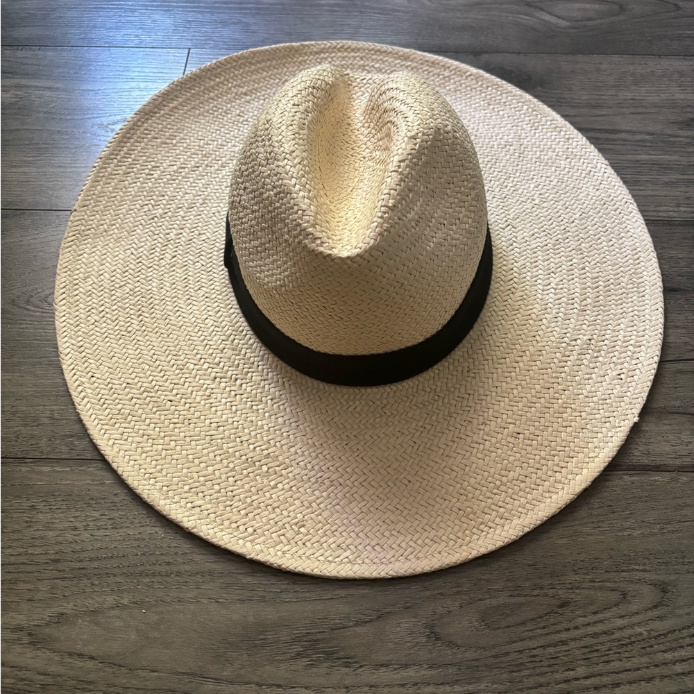 ZARA | Straw Wide Brim Hat with Black Band M